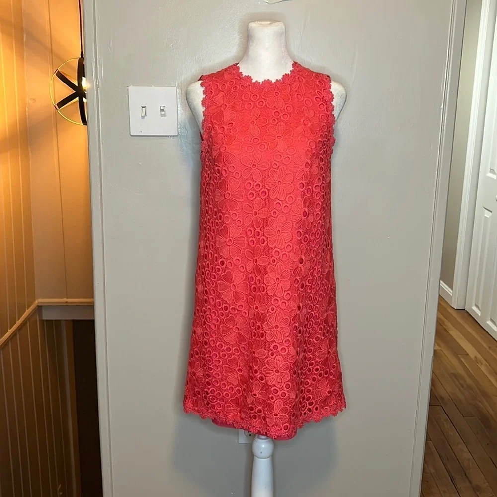 Kate Spade Coral Salmon Lace Shore Thing Shift Dress Size 2